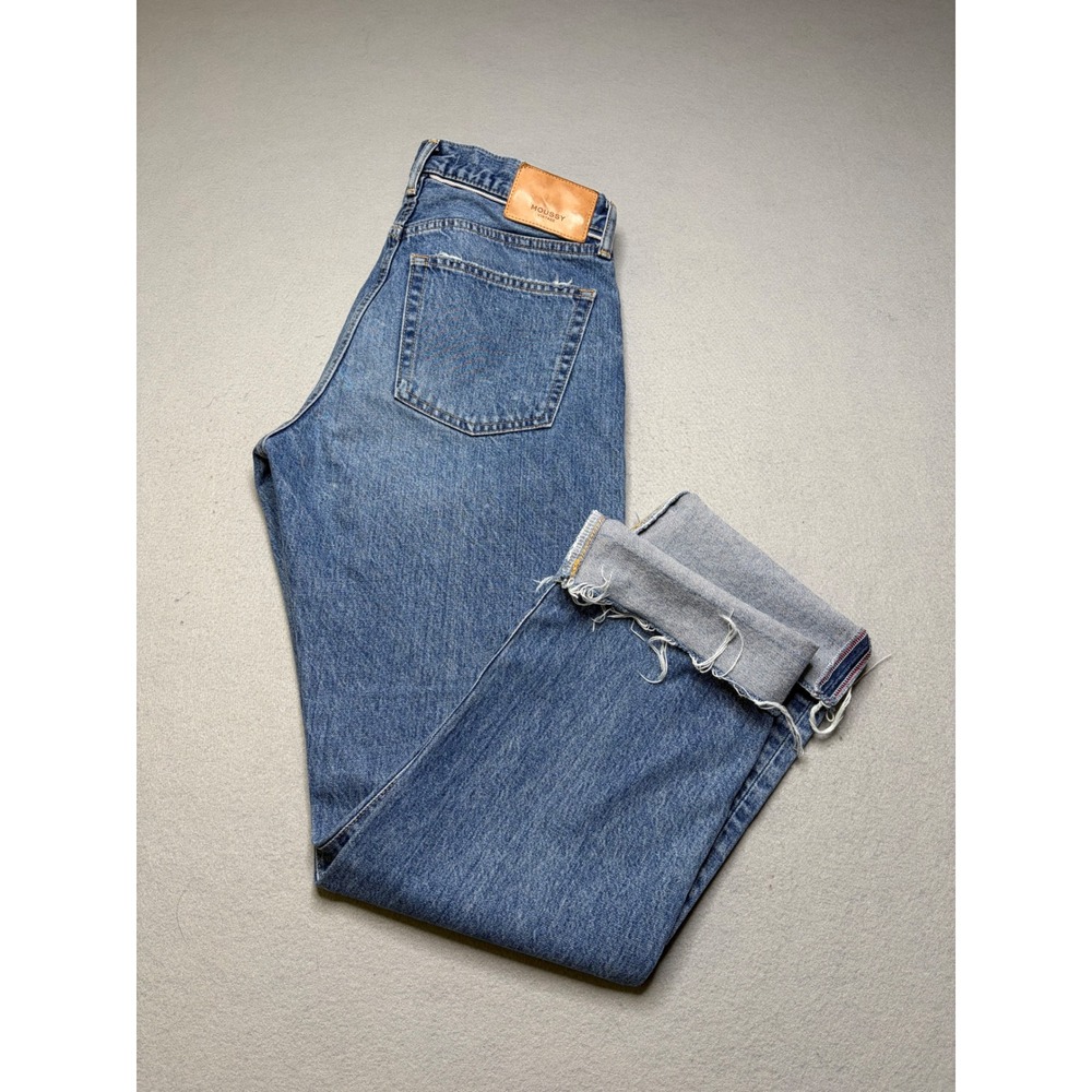 Moussy Vintage Jeans Womens 28 Blue Straight Leg High Rise Distressed Japan